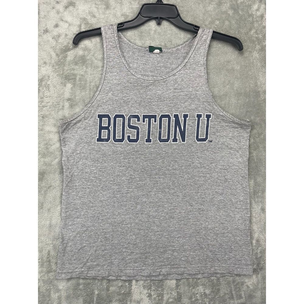 MV Sport Vintage Men's Tank Top Boston University Size L Gray Made In‎ USA